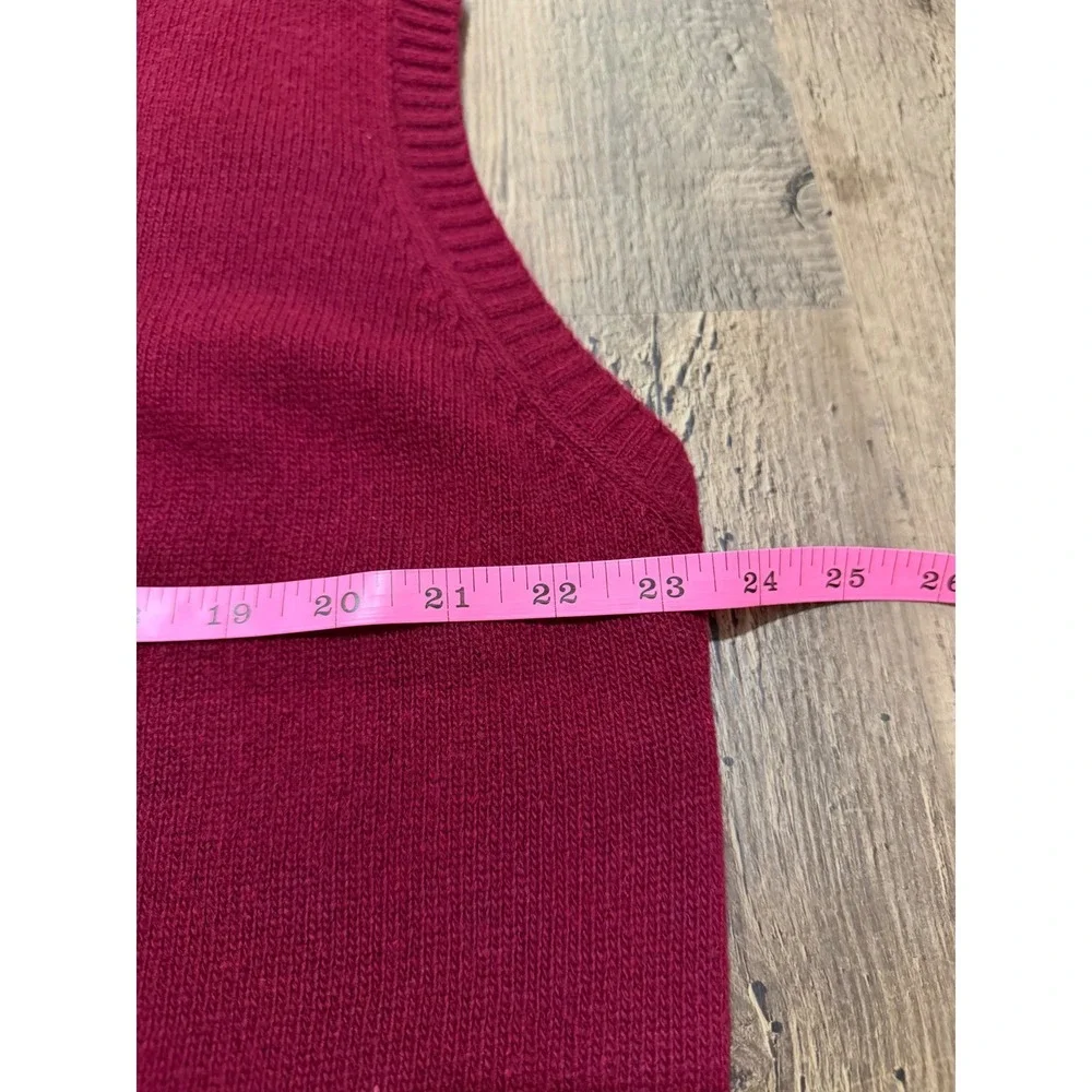 Toscano Mens Full Zip Wool Blend Sweater Vest Burgundy Mock Neck Made in Italy M